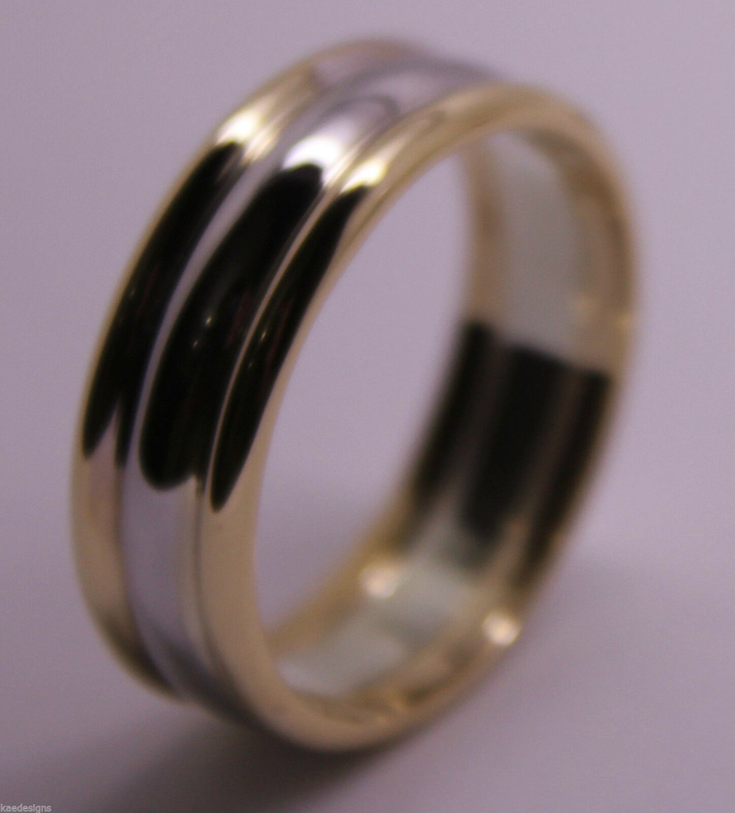 Genuine Full Solid 9ct White & Rose Gold Heavy Band Ring Size X