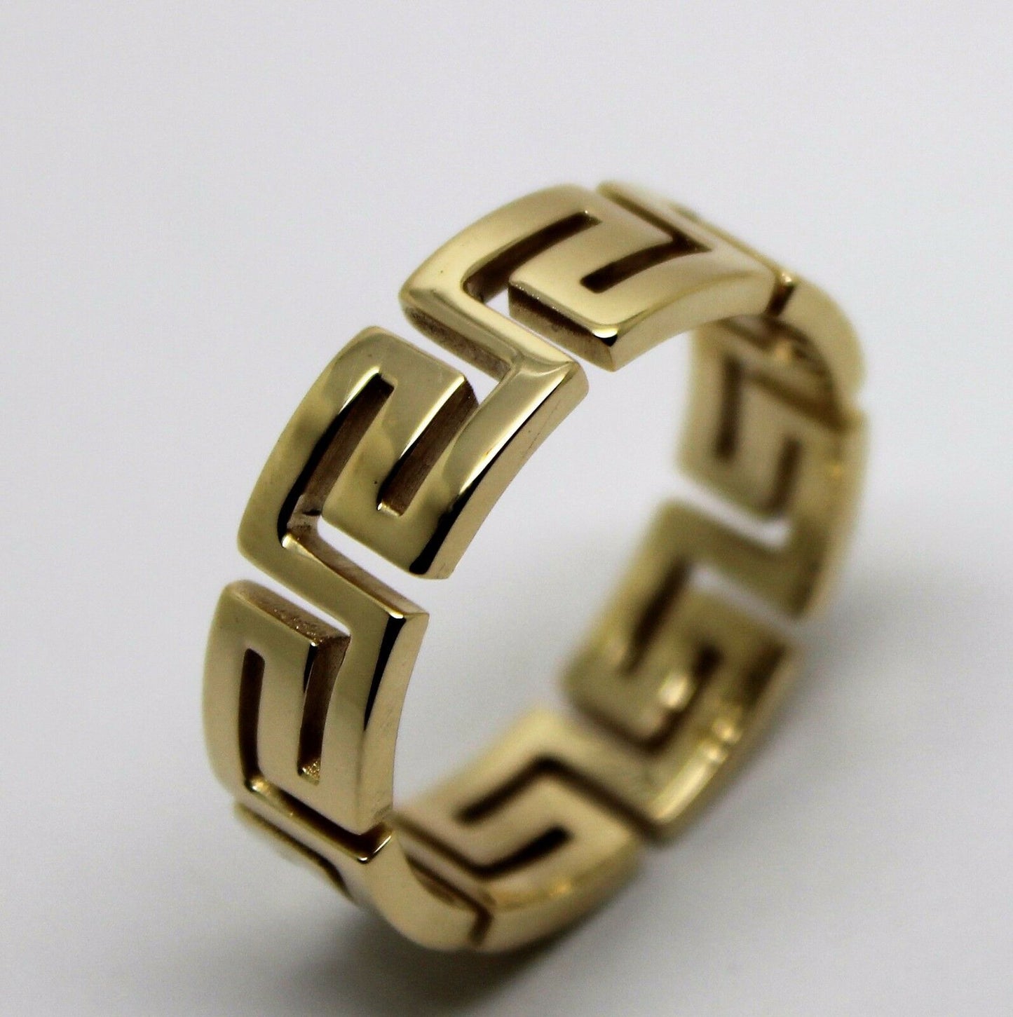 Genuine Size R / 8 5/8 Solid 9ct 9k Heavy Yellow, Rose or White Gold Greek Key Ring