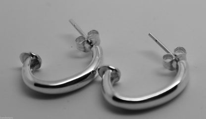 Genuine Sterling Silver 925 C Stud Earrings Butterfly Backs