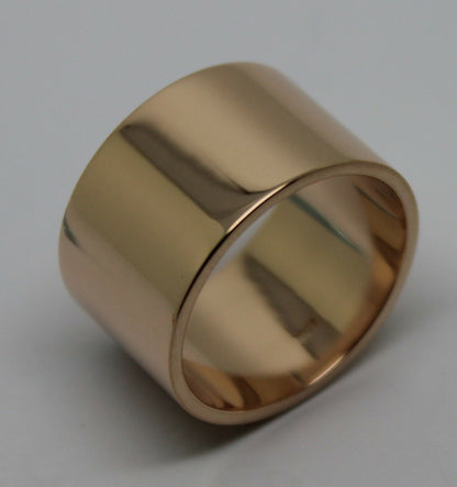 Genuine Solid 9ct 9k Rose Or Yellow Or White Gold 12mm Wide Flat Band Ring Size O