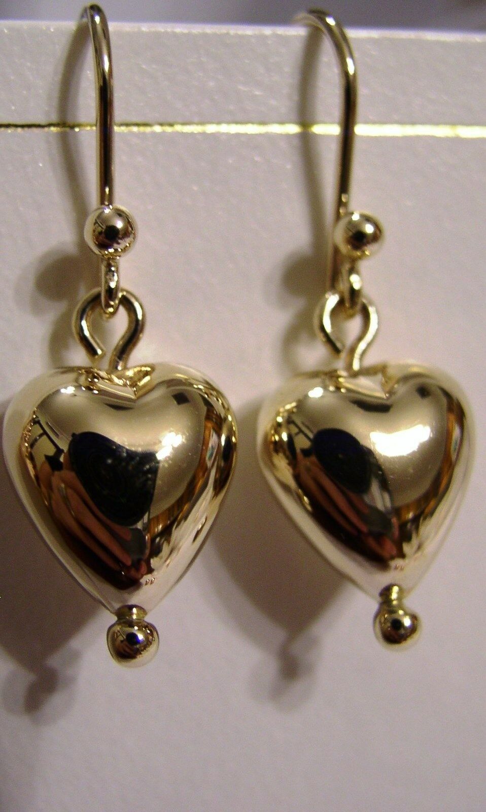 Kaedesigns Genuine 9ct 9kt Solid Yellow, Rose or White Gold Dangle Puffed Heart Earrings