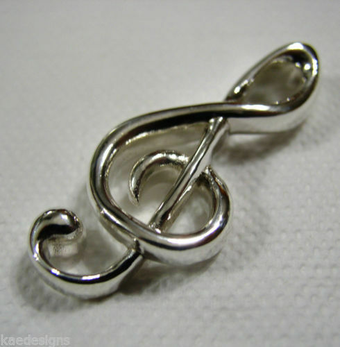 Heavy Solid 9ct Yellow or Rose or White Gold Treble Clef Music Note pendant