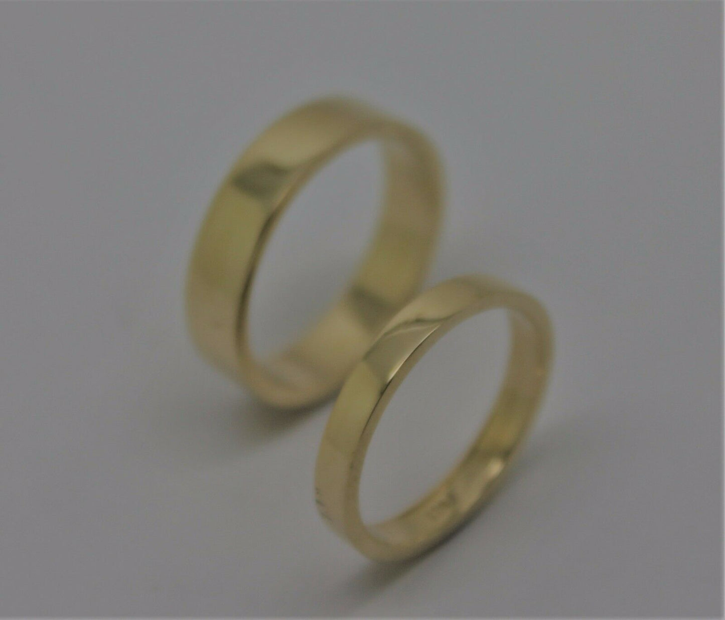 Genuine His & Hers Set Solid 9ct 9K Yellow Gold Flat Plain Wedding Bands Couple Rings