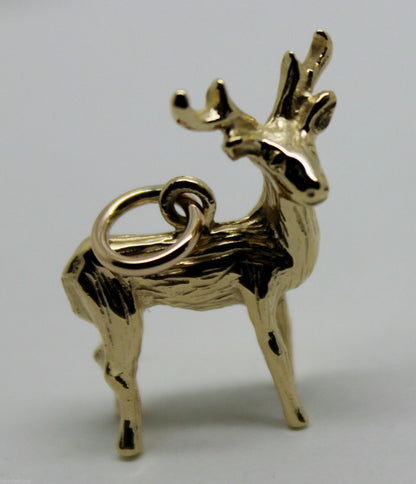 Kaedesigns, 3D 9ct Yellow Or Rose Or White Gold Deer Or Moose Charm Or Pendant