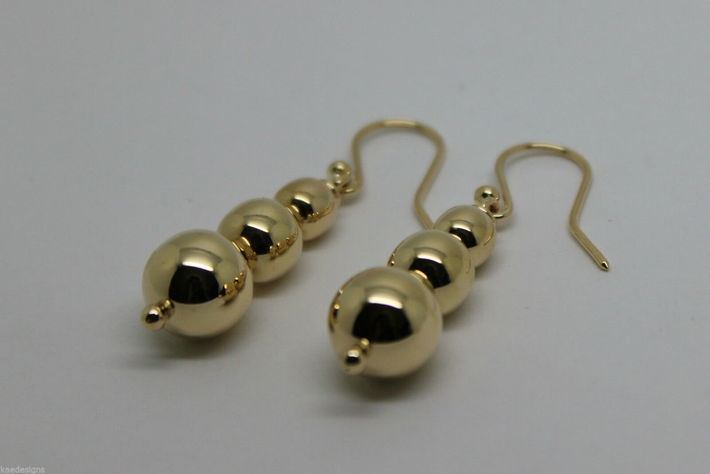 Kaedesigns 9ct 9k 375 Yellow Or White Or Rose Gold 375 Three Ball Drop Ball Earrings