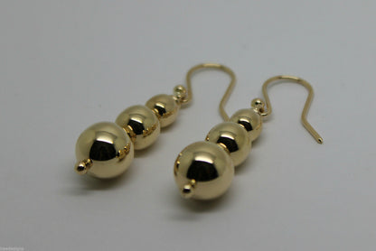 Kaedesigns 9ct 9k 375 Yellow Or White Or Rose Gold 375 Three Ball Drop Ball Earrings