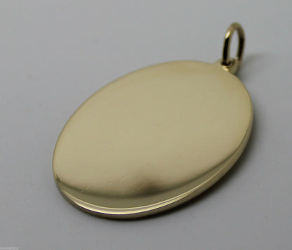 Kaedesign Genuine 375 9ct Yellow Or Rose Or White Gold Large Oval Shield Pendant