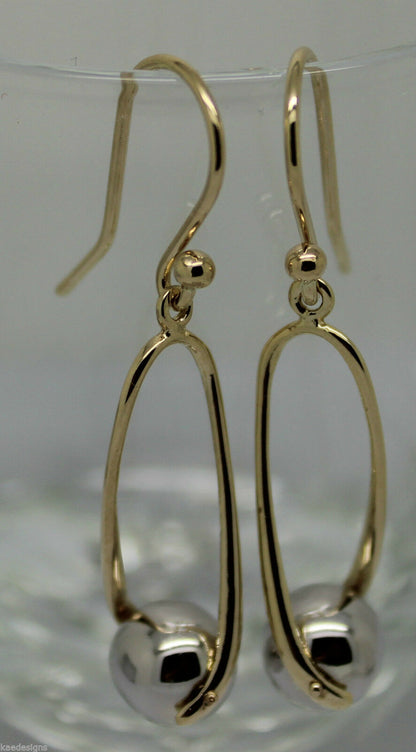 Kaedesigns Genuine 9ct 9kt 375 Yellow & White Gold 8mm Ball Drop Earrings