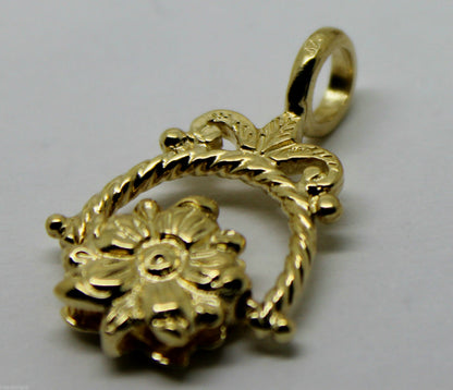 Genuine 9ct 9k 375 Yellow, Rose or White Gold  Flower Spinner Pendant