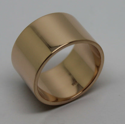 Genuine Solid 9ct 9k Rose Or Yellow Or White Gold 12mm Wide Flat Band Ring Size O