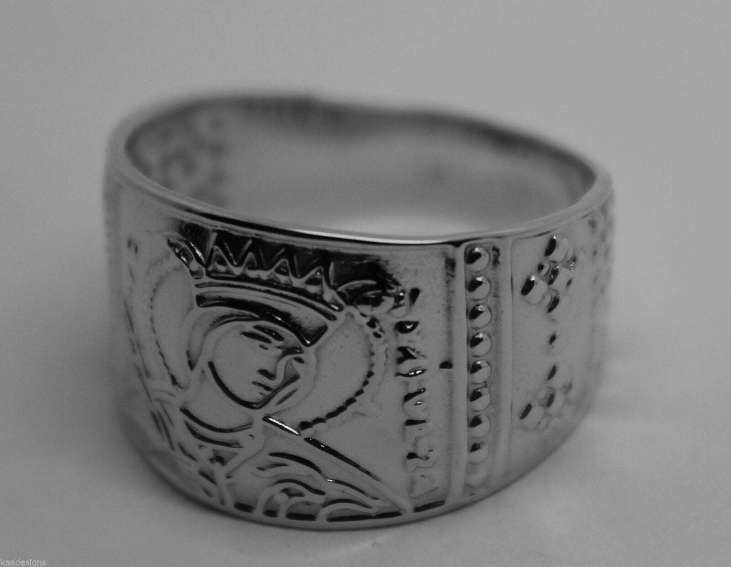 Genuine Solid 9ct 9k 375 White Or Rose Or Yellow Gold St Saint Catherine Ring