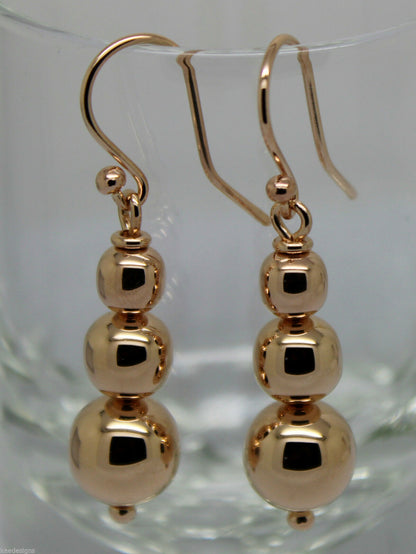 Kaedesigns 9ct 9k 375 Yellow Or White Or Rose Gold 375 Three Ball Drop Ball Earrings