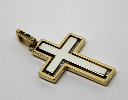 Genuine 9ct Yellow Gold & Sterling Silver Cross Pendant