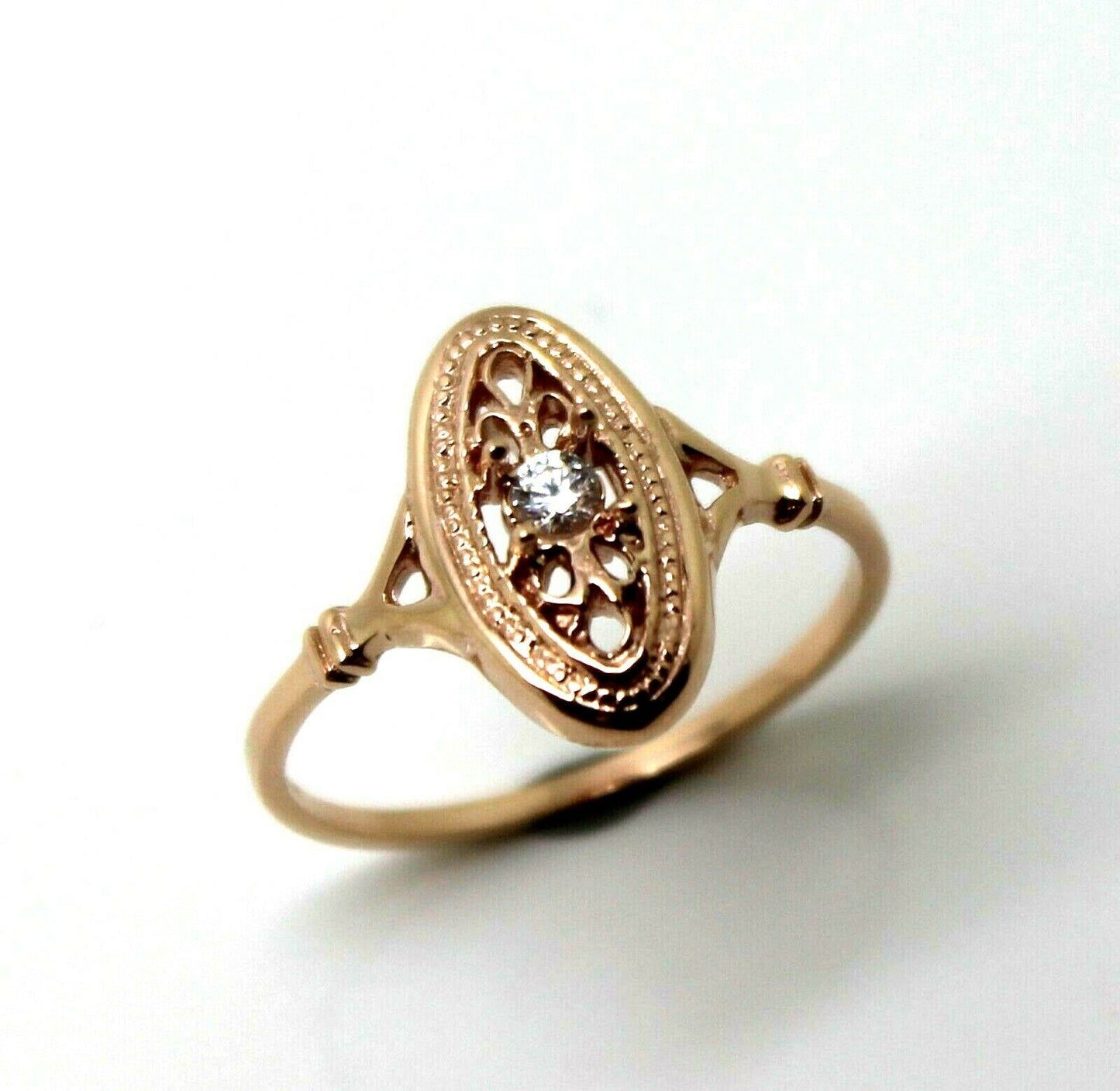 Kaedesigns Genuine 9ct 9k Yellow, Rose or White Gold Delicate White Sapphire Filigree Ring