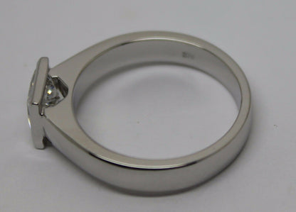 Genuine 9ct 375 Solid White Gold Heavy Solid Princess Cut Ring Size 9