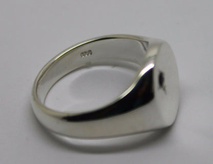 Genuine Solid Sterling Silver 925 Oval Black Sapphire Signet Ring - Choose your size