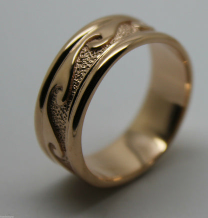 Small Size I / 4 Genuine Solid New 9ct 9kt Yellow, Rose or White Gold Surf Wave Ring