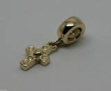 Genuine 9ct Yellow or Rose or White Gold or Silver Cross bead for charm bracelet