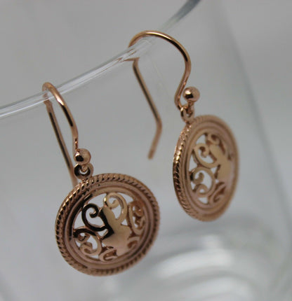 Kaedesigns, Heavy 9ct Yellow Or White Or Rose Gold  Filigree Round Hook Earrings