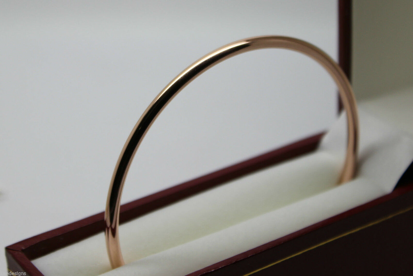 Genuine 9ct 9K 375 Yellow, Rose or White Gold 3mm Wide Hollow Golf Bangle 64mm Diameter