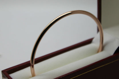 Genuine 9ct 9K 375 Yellow, Rose or White Gold 3mm Wide Hollow Golf Bangle 64mm Diameter
