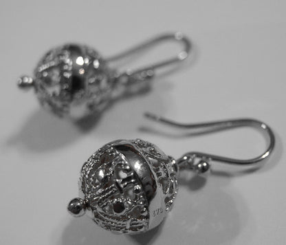 Kaedesigns Genuine 9kt 9ct 375 Yellow, Rose or White Gold 12mm Euro Ball Drop Filigree Earrings