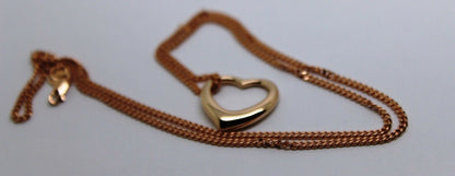 Genuine 9ct 9kt Rose Gold / 375 Belcher Chain Necklace 44cm + Heart Pendant