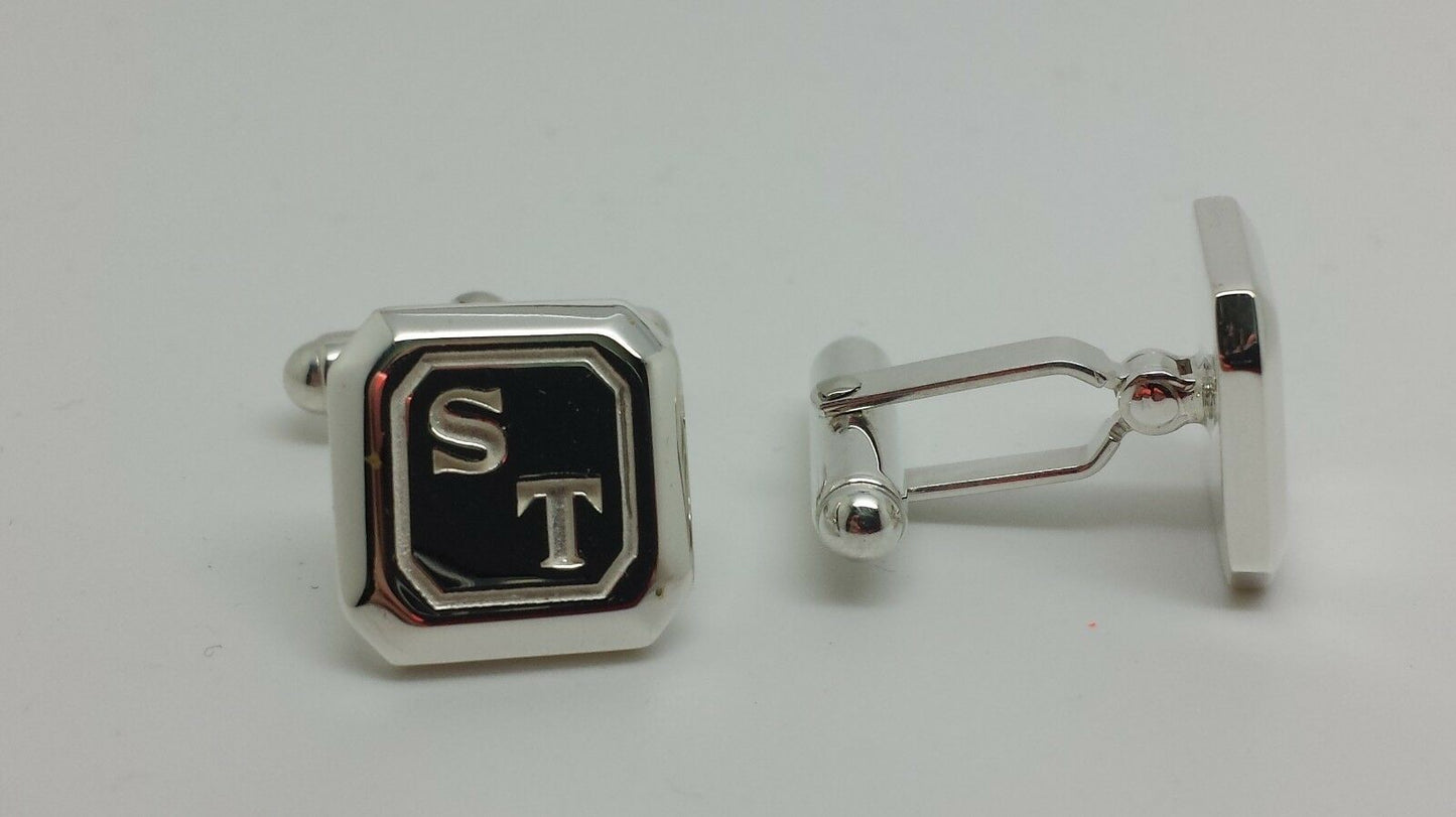 Genuine 9ct 9K Full Solid Custom Made Heavy Engraved Cufflinks White Gold