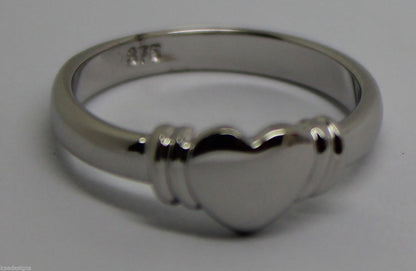 Genuine 9ct 9k Small Solid White Gold Heart Signet Ring - Ring size F