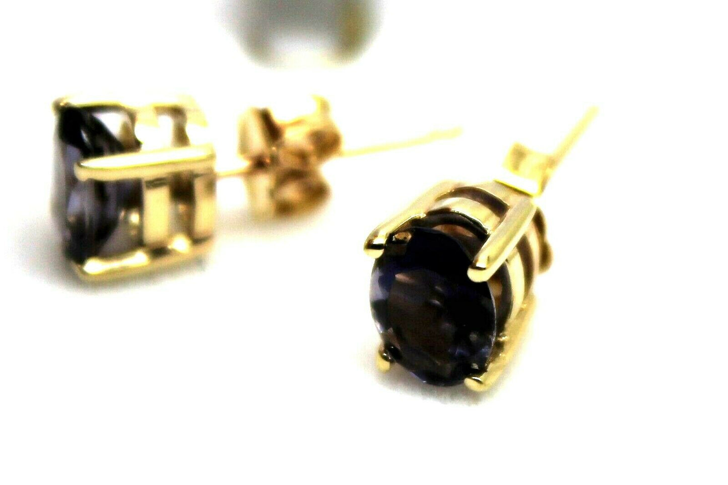 Genuine 9ct 9K 375 Yellow Gold Amethyst Oval Stud Earrings
