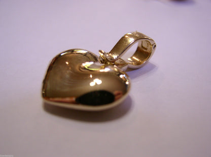 Genuine New 9ct 9k 375 Heavy Full Solid Yellow, Rose or White Gold Heart Pendant With Enhancer
