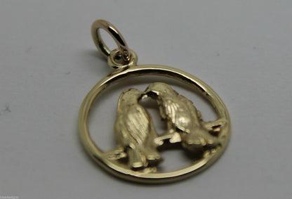 Genuine 9ct Yellow or Rose or White Gold or Silver Lovebirds Love Birds Pendant
