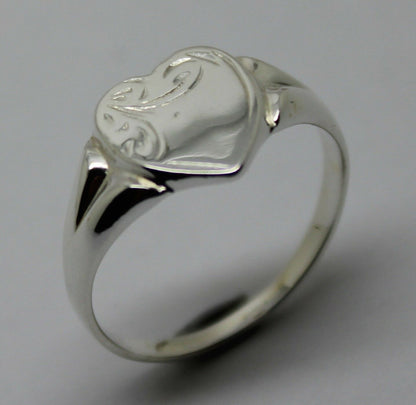 Kaedesigns, New Genuine Large Sterling Silver Heart Signet Ring - Choose your size