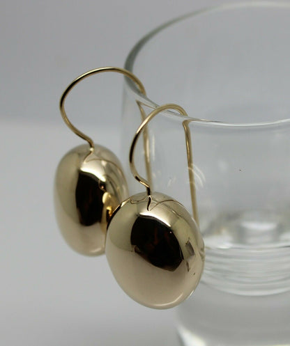 Genuine New  Heavy 9ct 9k Yellow, Rose Or White Gold Oval Hook Earrings