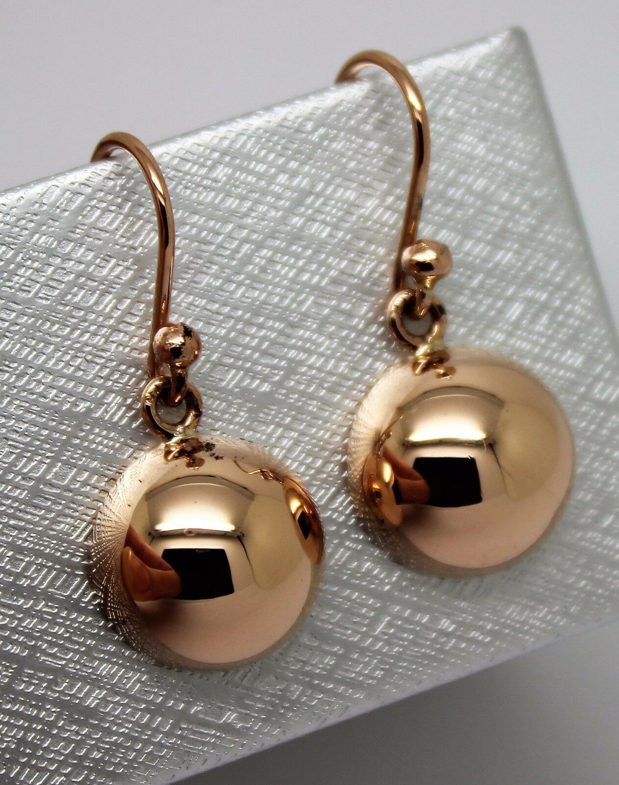 Genuine 9kt 9ct 375 Solid Yellow, Rose & White Gold 12mm Half Plain Ball Earrings