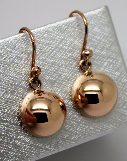 Genuine 9kt 9ct 375 Solid Yellow, Rose & White Gold 12mm Half Plain Ball Earrings