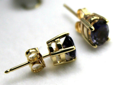 Genuine 9ct 9K 375 Yellow Gold Amethyst Oval Stud Earrings