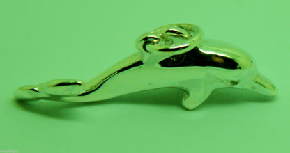 Heavy New 9ct Yellow or Rose or White Gold or Sterling Silver Dolphin pendant