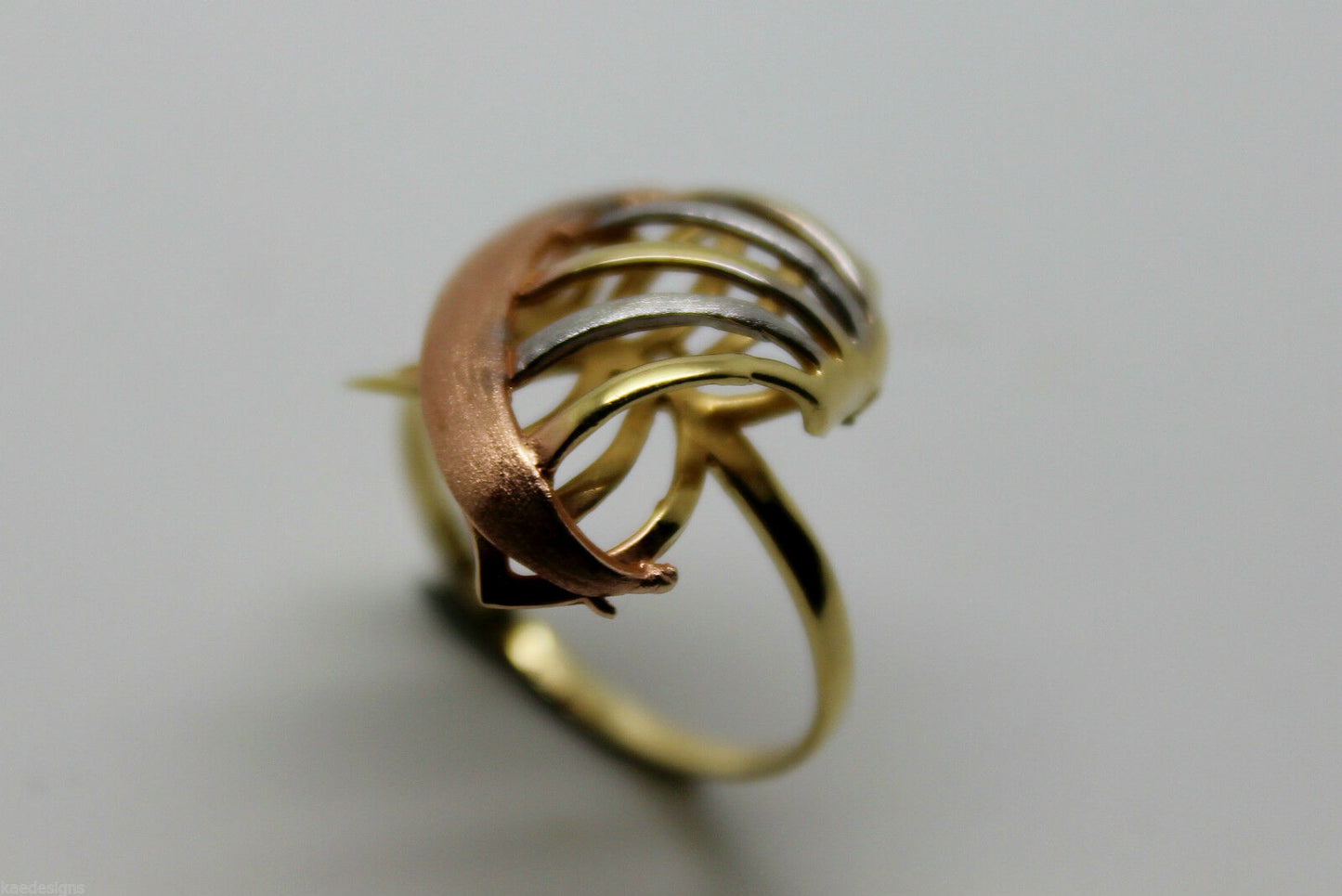 Size P, Genuine 18ct 750 Rose Yellow & White Gold Dress 3 Tone Ring