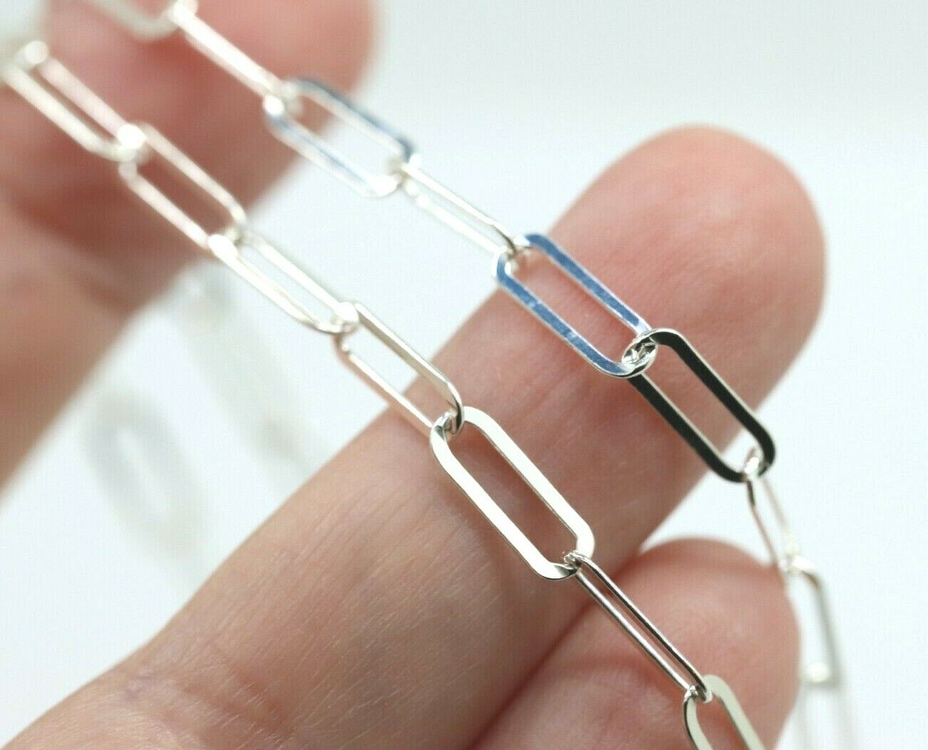 Sterling Silver Paper Clip Link Chain Necklace Pendant 75cm Long 7.7g