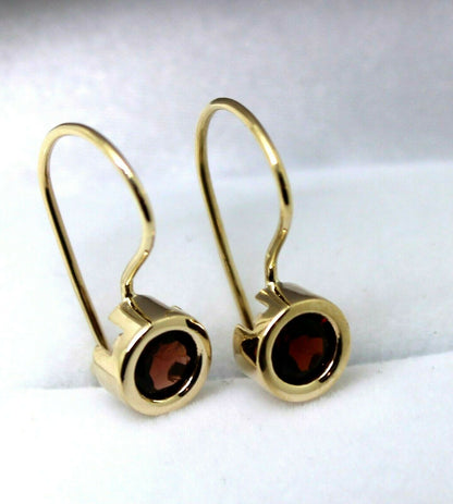 Genuine 9ct Yellow, Rose or White Gold Red Stone Solitaire Earrings