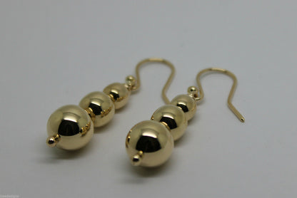 Kaedesigns 9ct 9k 375 Yellow Or White Or Rose Gold 375 Three Ball Drop Ball Earrings