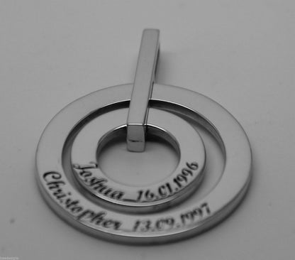 Genuine Sterling Silver 925 Personalized & Engrave-able 2 Circles Pendant
