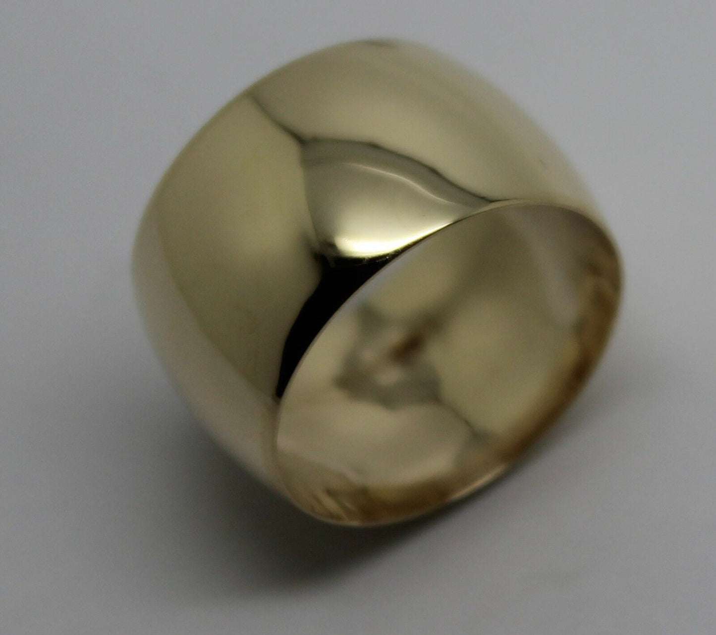 Genuine New Solid  9ct Yellow, Rose or White Gold Full Solid 12mm Wide Barrel Band Ring Size N