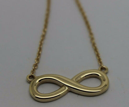 Kaedesigns 9ct 9k 375 Solid Yellow Gold Infinity Long 56cm Belcher Necklace