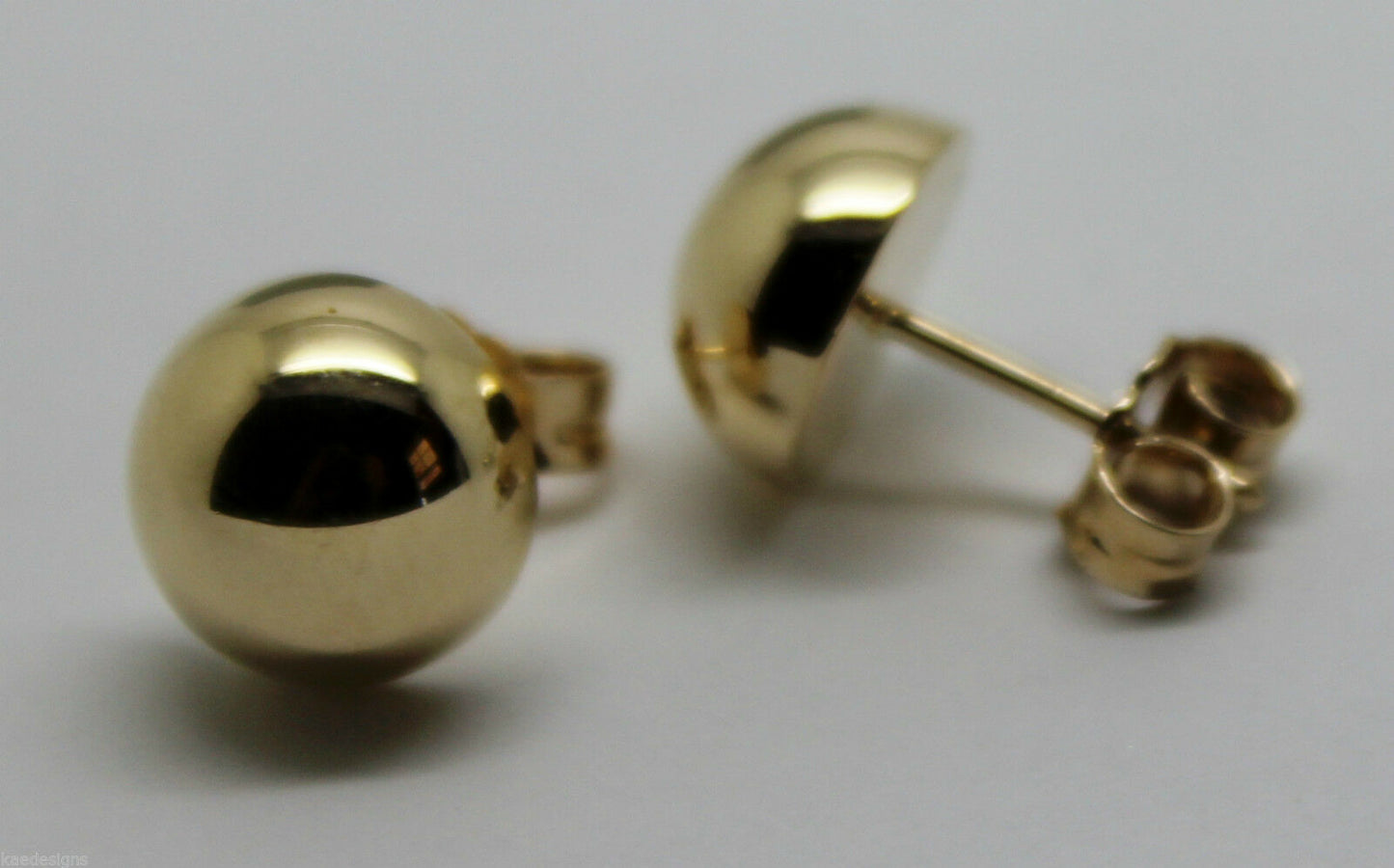 Genuine 9ct 9K 375 Solid Yellow, Rose or White Gold 10mm Stud Half Ball Earrings