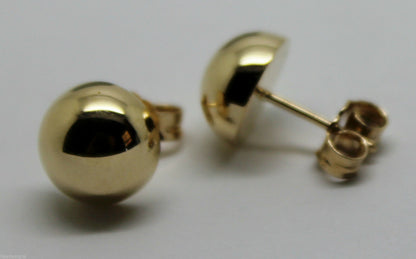 Genuine 9ct 9K 375 Solid Yellow, Rose or White Gold 10mm Stud Half Ball Earrings