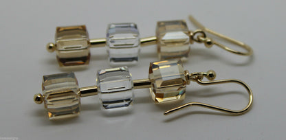 Kaedesigns, Genuine 9ct 9k 375 Yellow Gold Crystal Earrings