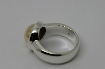 Size M Kaedesigns New Genuine Sterling Silver & 9ct Yellow Gold Half Ball Ring