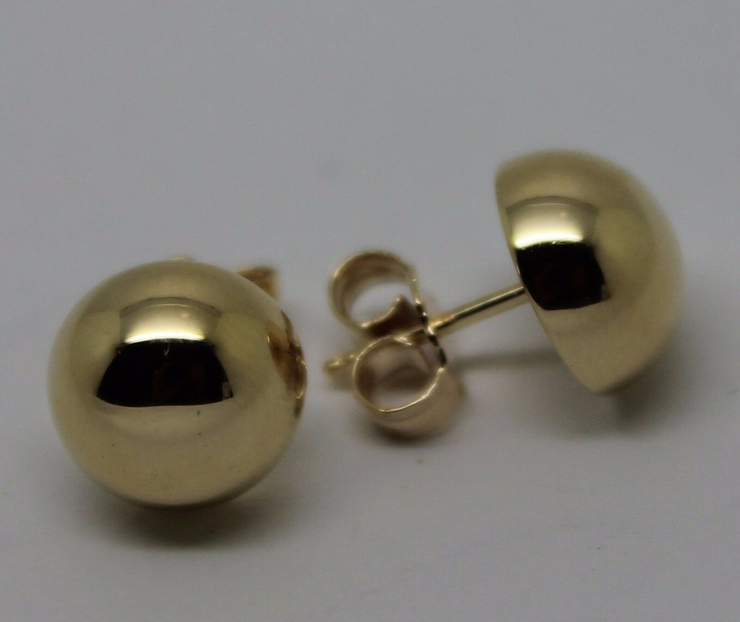 Genuine 9ct 9K 375 Solid Yellow, Rose or White Gold 10mm Stud Half Ball Earrings
